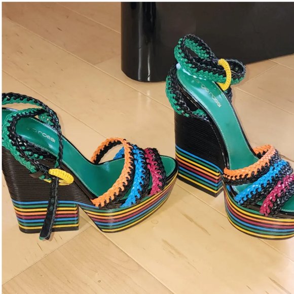 Sergio Rossi Multicolored platform sandals Sz 40 - Picture 2 of 7